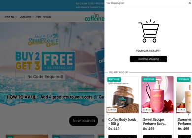 mCaffeine — Cart with Progress Bar & Cross-Sell